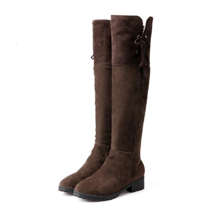 High-brushed Leather Boots Low-heel High Boots Martin Boots - Snapitonline