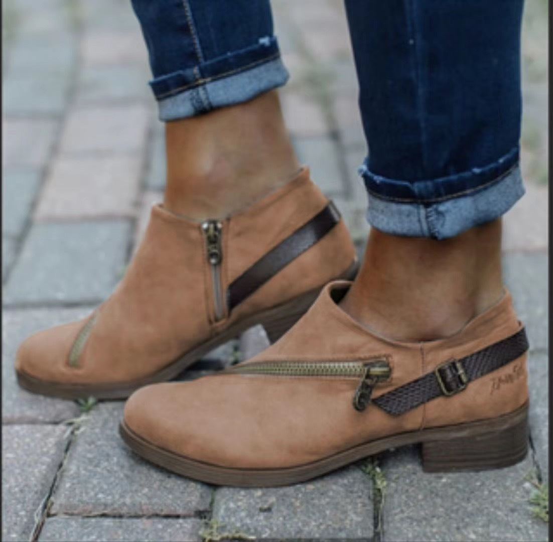 Zipper mid-heel short boots - Snapitonline