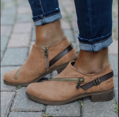 Zipper mid-heel short boots - Snapitonline