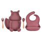 4/6/8 PCS Baby Soft Silicone Sucker Bowl Plate Cup Bibs Spoon Fork Sets Non-slip Tableware Children's Feeding Dishes BPA Free Snapitonline