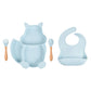 4/6/8 PCS Baby Soft Silicone Sucker Bowl Plate Cup Bibs Spoon Fork Sets Non-slip Tableware Children's Feeding Dishes BPA Free Snapitonline