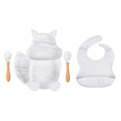 4/6/8 PCS Baby Soft Silicone Sucker Bowl Plate Cup Bibs Spoon Fork Sets Non-slip Tableware Children's Feeding Dishes BPA Free Snapitonline