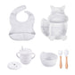 4/6/8 PCS Baby Soft Silicone Sucker Bowl Plate Cup Bibs Spoon Fork Sets Non-slip Tableware Children's Feeding Dishes BPA Free Snapitonline