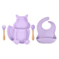 4/6/8 PCS Baby Soft Silicone Sucker Bowl Plate Cup Bibs Spoon Fork Sets Non-slip Tableware Children's Feeding Dishes BPA Free Snapitonline