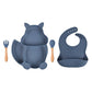 4/6/8 PCS Baby Soft Silicone Sucker Bowl Plate Cup Bibs Spoon Fork Sets Non-slip Tableware Children's Feeding Dishes BPA Free Snapitonline