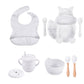4/6/8 PCS Baby Soft Silicone Sucker Bowl Plate Cup Bibs Spoon Fork Sets Non-slip Tableware Children's Feeding Dishes BPA Free Snapitonline