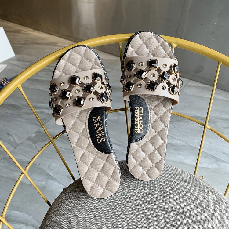 Rivet-shaped flat sandals - Snapitonline