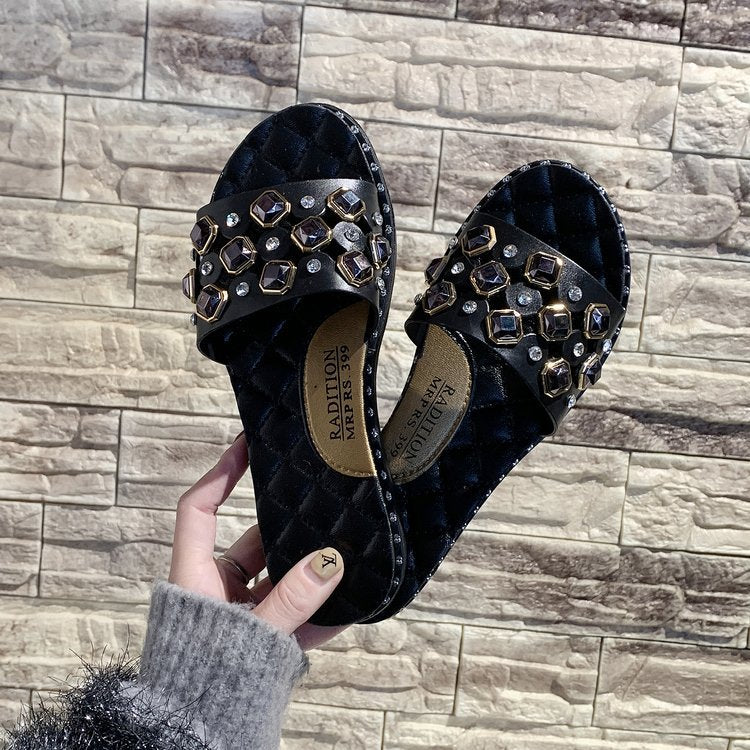 Rivet-shaped flat sandals - Snapitonline