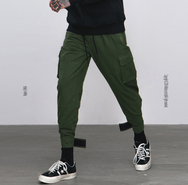 High Street Tide brand multi-pocket function overalls men's beam pants Harlan feet casual pants hiphop lantern pants tide - Snapitonline