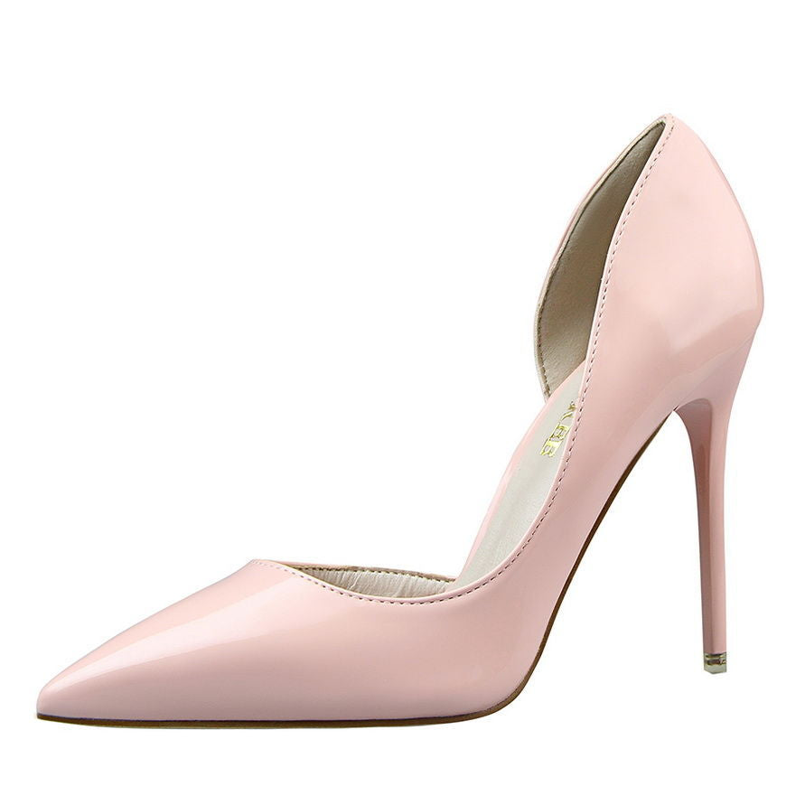 Womens Pumps Shoes Dorsay High Heels Pointed Toe Patent Leather - Snapitonline