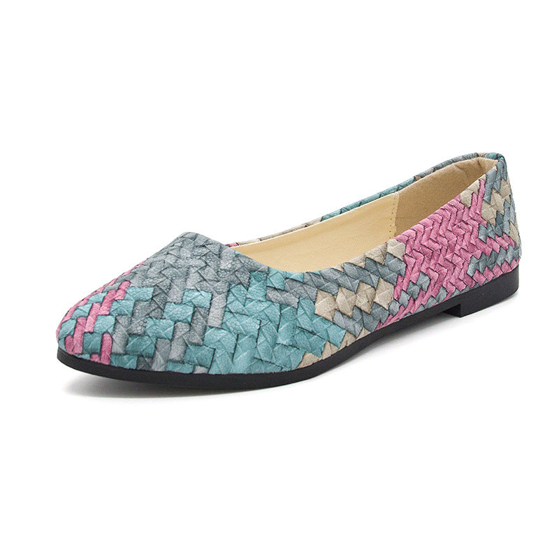 Light Color Shallow Mouth Pointed Flat Pumps Slip-on Gommino - Snapitonline