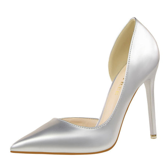 Womens Pumps Shoes Dorsay High Heels Pointed Toe Patent Leather - Snapitonline