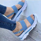 Platform Sports Women's Buckle Wedge Plus Size Beach Sandals - Snapitonline