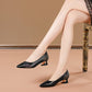 Thick Heels With Color Matching Low-heel Pointed Toe Shoes Women's Mid-heel - Snapitonline