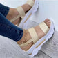 Platform Sports Women's Buckle Wedge Plus Size Beach Sandals - Snapitonline