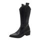 Retro Pointed Toe Thick Heel High Boots Women - Snapitonline