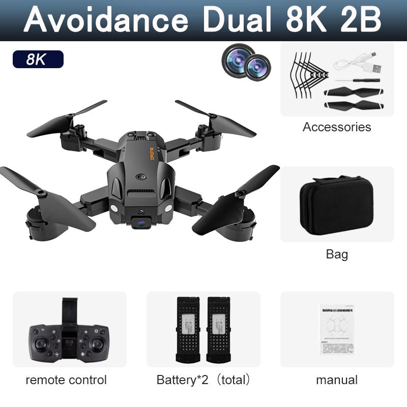 5G 8K HD Drone Professional Dual Camera Wifi GPS FPV Avoidance Fold Quadcopter Optical Flow Position Battery RC Distance 5000M Snapitonline