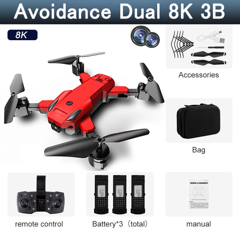5G 8K HD Drone Professional Dual Camera Wifi GPS FPV Avoidance Fold Quadcopter Optical Flow Position Battery RC Distance 5000M Snapitonline