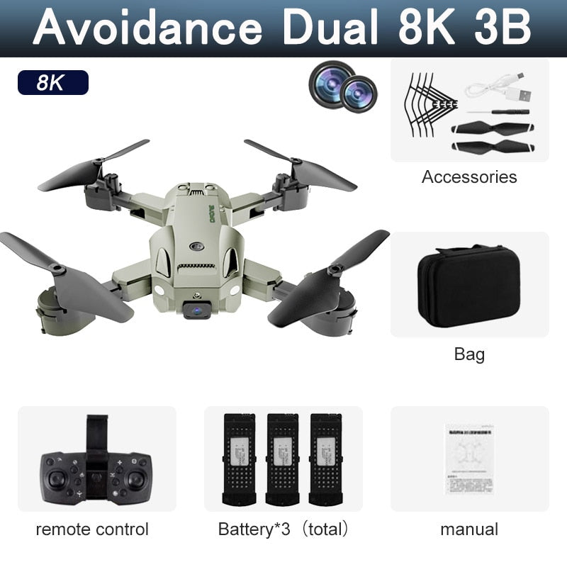 5G 8K HD Drone Professional Dual Camera Wifi GPS FPV Avoidance Fold Quadcopter Optical Flow Position Battery RC Distance 5000M Snapitonline