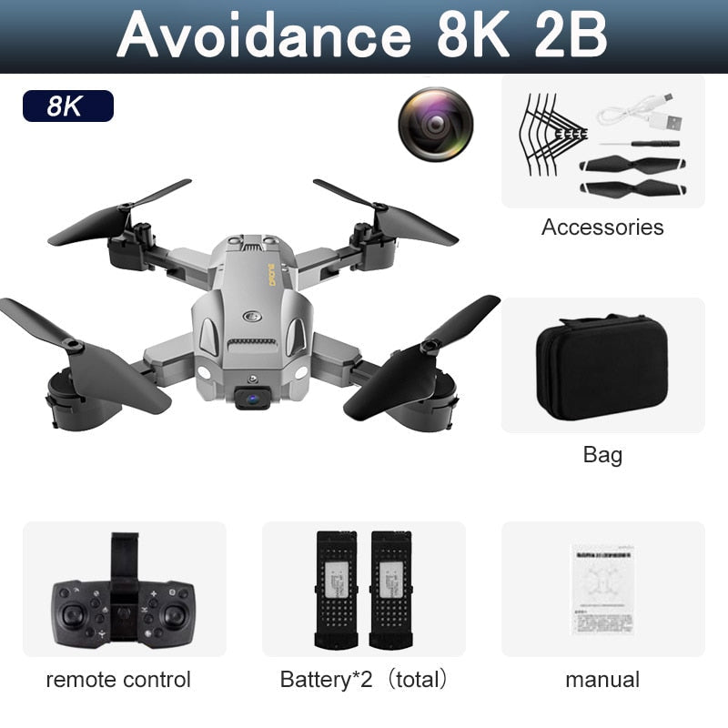 5G 8K HD Drone Professional Dual Camera Wifi GPS FPV Avoidance Fold Quadcopter Optical Flow Position Battery RC Distance 5000M Snapitonline