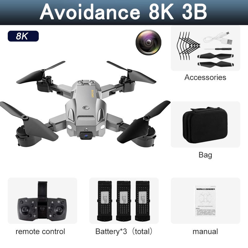 5G 8K HD Drone Professional Dual Camera Wifi GPS FPV Avoidance Fold Quadcopter Optical Flow Position Battery RC Distance 5000M Snapitonline