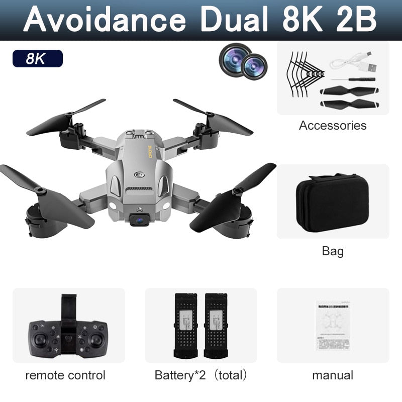 5G 8K HD Drone Professional Dual Camera Wifi GPS FPV Avoidance Fold Quadcopter Optical Flow Position Battery RC Distance 5000M Snapitonline