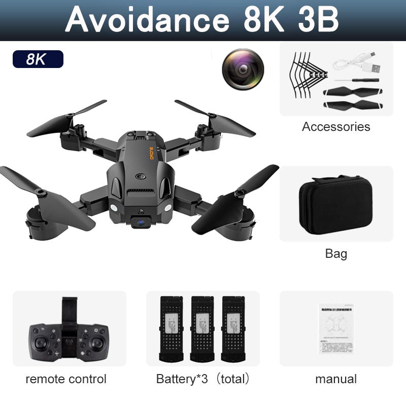 5G 8K HD Drone Professional Dual Camera Wifi GPS FPV Avoidance Fold Quadcopter Optical Flow Position Battery RC Distance 5000M Snapitonline