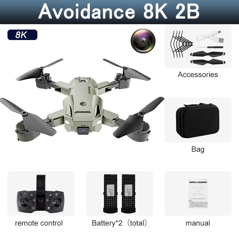 5G 8K HD Drone Professional Dual Camera Wifi GPS FPV Avoidance Fold Quadcopter Optical Flow Position Battery RC Distance 5000M Snapitonline
