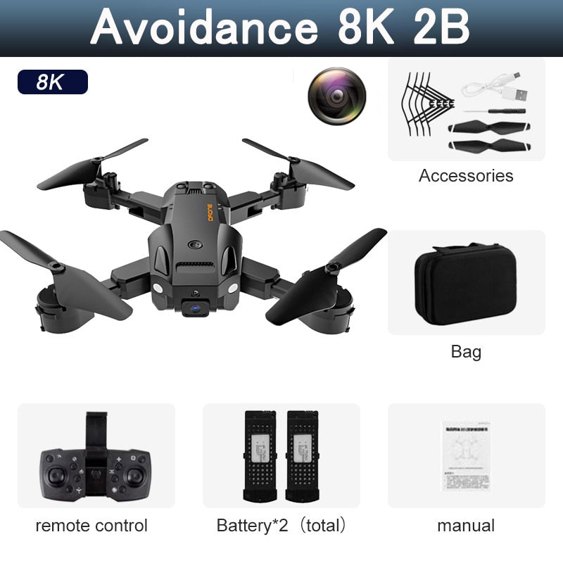 5G 8K HD Drone Professional Dual Camera Wifi GPS FPV Avoidance Fold Quadcopter Optical Flow Position Battery RC Distance 5000M Snapitonline
