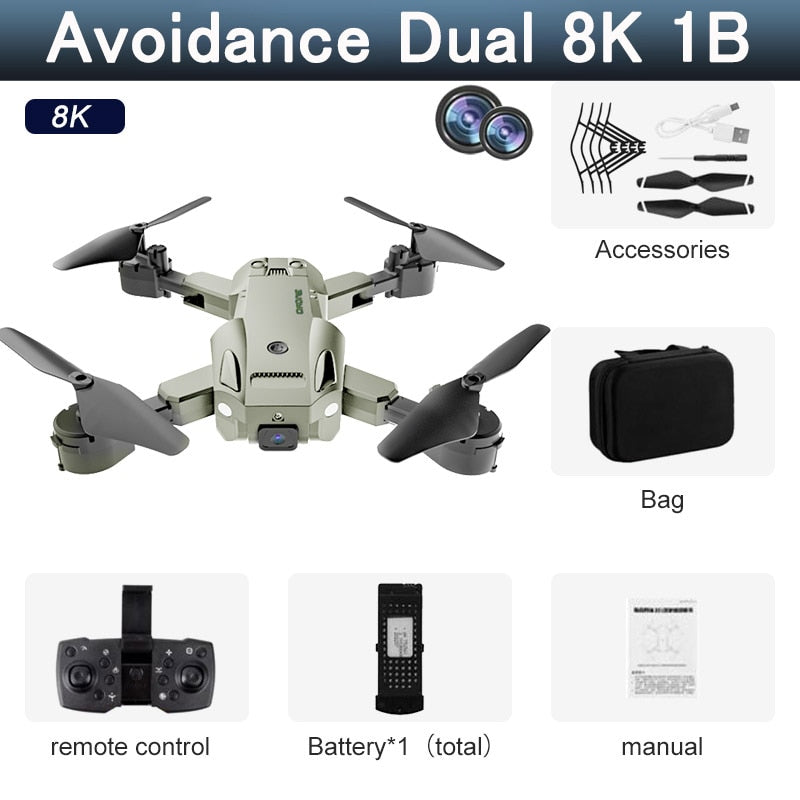 5G 8K HD Drone Professional Dual Camera Wifi GPS FPV Avoidance Fold Quadcopter Optical Flow Position Battery RC Distance 5000M Snapitonline