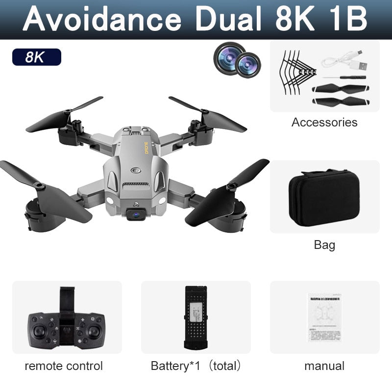 5G 8K HD Drone Professional Dual Camera Wifi GPS FPV Avoidance Fold Quadcopter Optical Flow Position Battery RC Distance 5000M Snapitonline