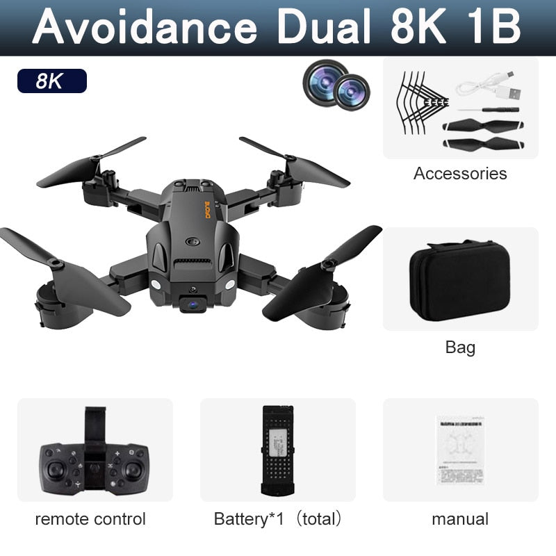 5G 8K HD Drone Professional Dual Camera Wifi GPS FPV Avoidance Fold Quadcopter Optical Flow Position Battery RC Distance 5000M Snapitonline
