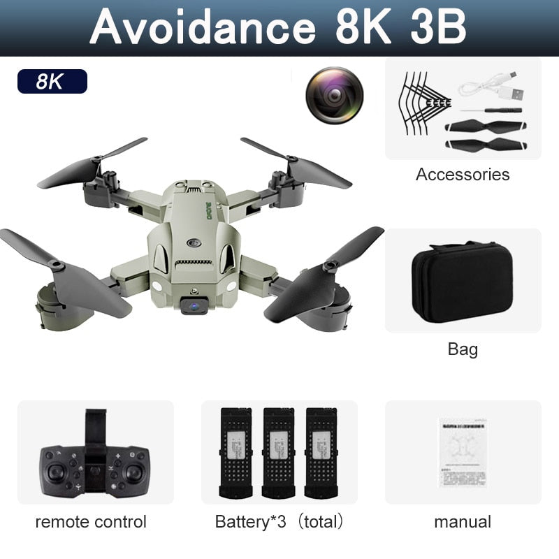 5G 8K HD Drone Professional Dual Camera Wifi GPS FPV Avoidance Fold Quadcopter Optical Flow Position Battery RC Distance 5000M Snapitonline