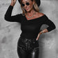 Off-Shoulder Long-Sleeved T Women - Snapitonline