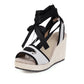 Women's Plus Size Platform Wedge Lace-up High-heel Sandals - Snapitonline