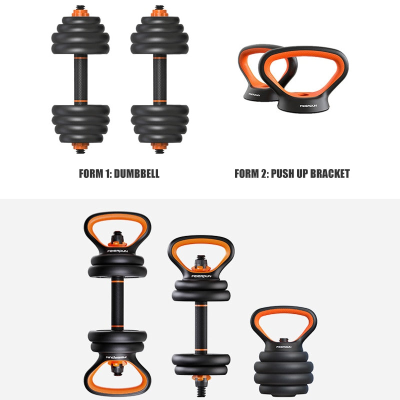 6 in 1 Dumbbell Set Heavey Weights Adjustable Kettlebell Disassembly Barbell Workout Exercise Gym Home Fitness Equipment Snapitonline
