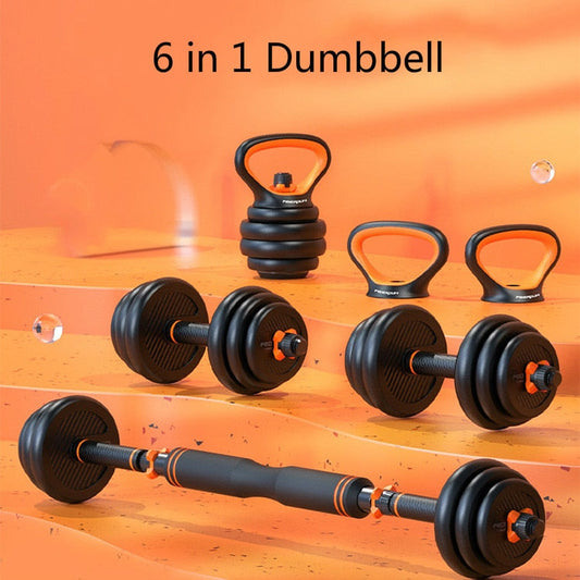 6 in 1 Dumbbell Set Heavey Weights Adjustable Kettlebell Disassembly Barbell Workout Exercise Gym Home Fitness Equipment Snapitonline