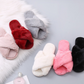 Winter Women Home Slippers with Faux Fur Fashion Warm Shoes Woman Slip on Flats Female Slides Black Pink Plus Size - Snapitonline