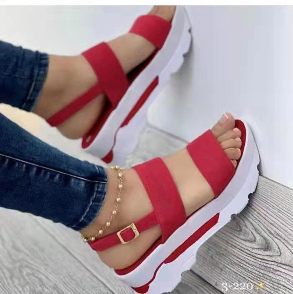 Platform Sports Women's Buckle Wedge Plus Size Beach Sandals - Snapitonline