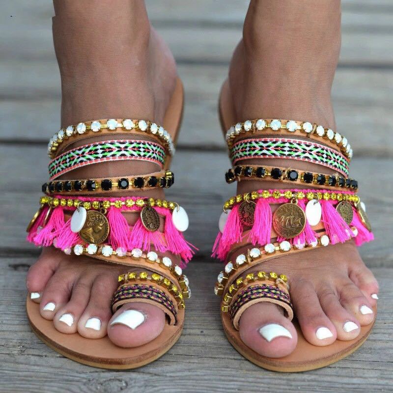Women's Bohemian Flat Sandals - Snapitonline
