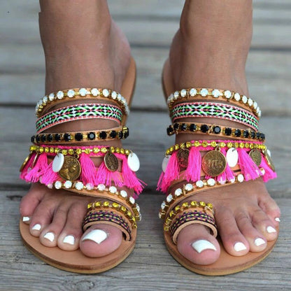 Women's Bohemian Flat Sandals - Snapitonline