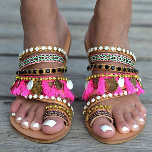 Women's Bohemian Flat Sandals - Snapitonline