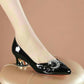 Thick Heels With Color Matching Low-heel Pointed Toe Shoes Women's Mid-heel - Snapitonline