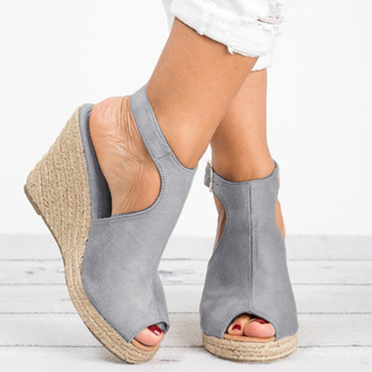 Women's Wedge High Heel Fish Mouth Roman Sandals - Snapitonline