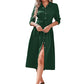 Womens temperament slim fit single breasted shirt dress
