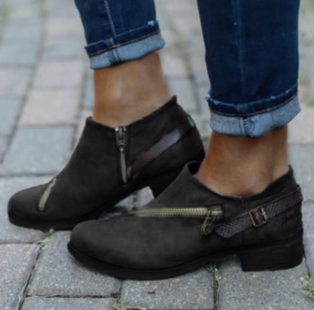 Zipper mid-heel short boots - Snapitonline