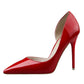 Womens Pumps Shoes Dorsay High Heels Pointed Toe Patent Leather - Snapitonline