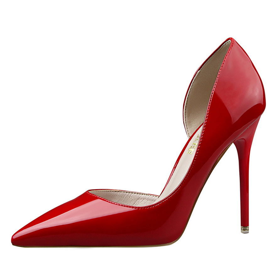 Womens Pumps Shoes Dorsay High Heels Pointed Toe Patent Leather - Snapitonline