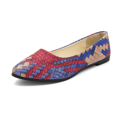 Light Color Shallow Mouth Pointed Flat Pumps Slip-on Gommino - Snapitonline