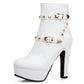 Women's studded thick heel short boots - Snapitonline